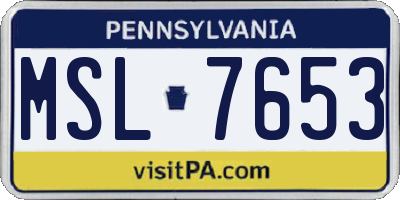 PA license plate MSL7653