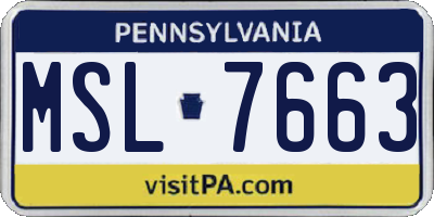 PA license plate MSL7663