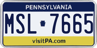 PA license plate MSL7665