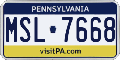PA license plate MSL7668