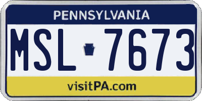 PA license plate MSL7673