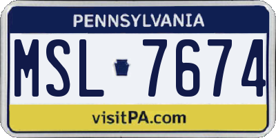 PA license plate MSL7674