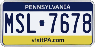 PA license plate MSL7678