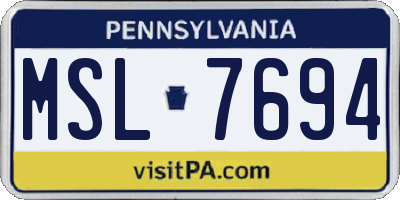 PA license plate MSL7694
