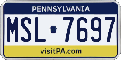 PA license plate MSL7697