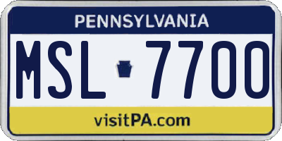 PA license plate MSL7700