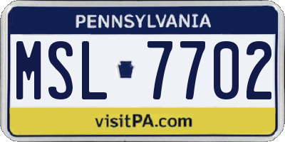 PA license plate MSL7702
