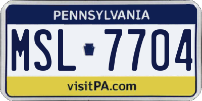 PA license plate MSL7704
