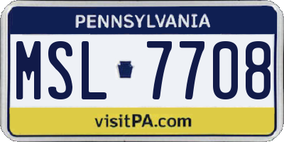 PA license plate MSL7708