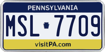 PA license plate MSL7709