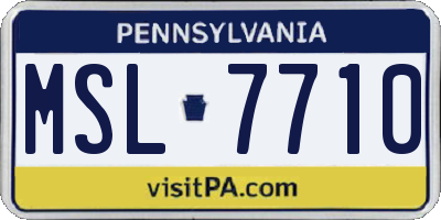 PA license plate MSL7710