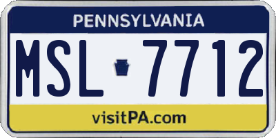 PA license plate MSL7712