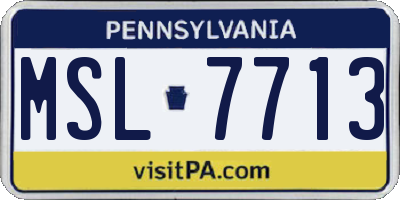 PA license plate MSL7713