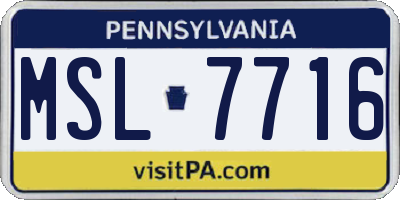 PA license plate MSL7716