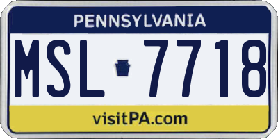 PA license plate MSL7718