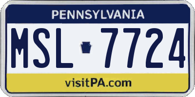 PA license plate MSL7724