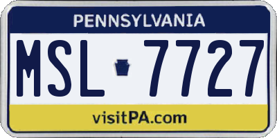 PA license plate MSL7727