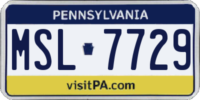 PA license plate MSL7729