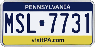 PA license plate MSL7731
