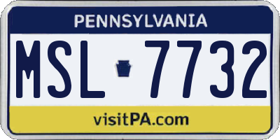 PA license plate MSL7732