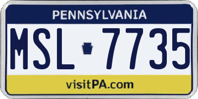 PA license plate MSL7735