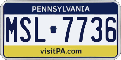PA license plate MSL7736