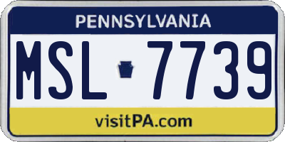 PA license plate MSL7739