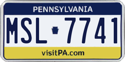 PA license plate MSL7741