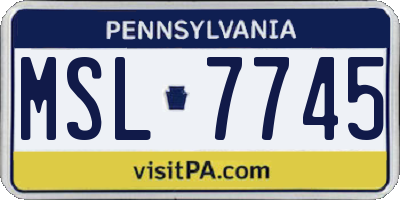 PA license plate MSL7745