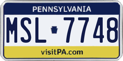 PA license plate MSL7748