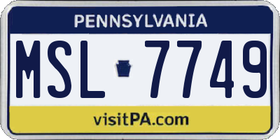 PA license plate MSL7749