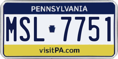 PA license plate MSL7751
