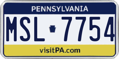 PA license plate MSL7754