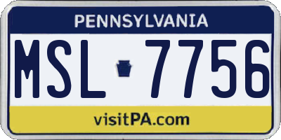 PA license plate MSL7756