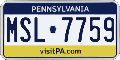 PA license plate MSL7759