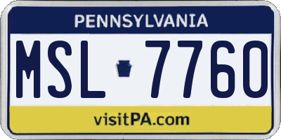 PA license plate MSL7760