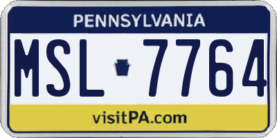 PA license plate MSL7764