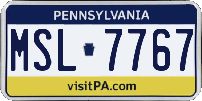 PA license plate MSL7767