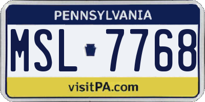 PA license plate MSL7768