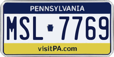 PA license plate MSL7769