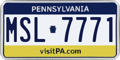 PA license plate MSL7771