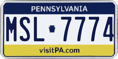 PA license plate MSL7774