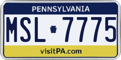 PA license plate MSL7775