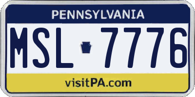 PA license plate MSL7776