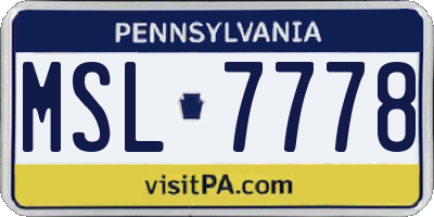 PA license plate MSL7778