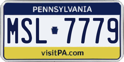 PA license plate MSL7779