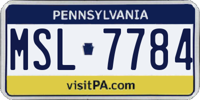 PA license plate MSL7784