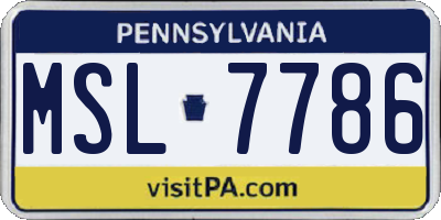 PA license plate MSL7786