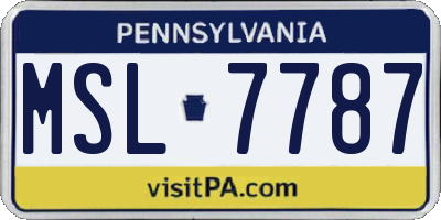 PA license plate MSL7787