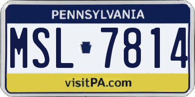 PA license plate MSL7814